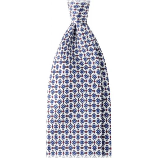 Viola Milano - Floral Pattern Selftipped Silk Tie - White - Handmade in Italy - Luxury Exclusive Collection - Avvenice