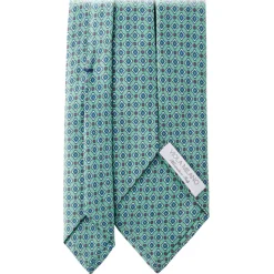 Viola Milano - Floral Pattern Selftipped Silk Tie - Menthol - Handmade in Italy - Luxury Exclusive Collection - Avvenice