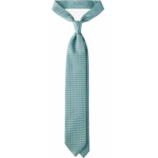 Viola Milano - Floral Pattern Selftipped Silk Tie - Menthol - Handmade in Italy - Luxury Exclusive Collection - Avvenice