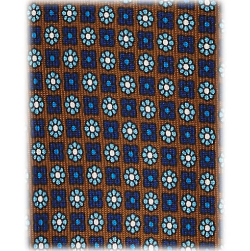 Viola Milano - Floral Pattern Selftipped Italian Silk Tie - Brown Mix - Handmade in Italy - Luxury Exclusive Collection - Avvenice