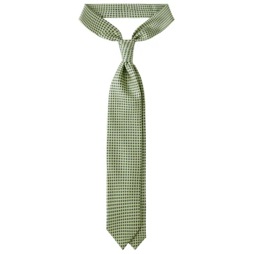 Viola Milano - Floral Pattern Handprinted Selftipped Silk Tie - Apple - Made in Italy - Luxury Exclusive Collection - Avvenice