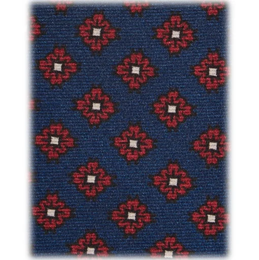 Viola Milano - Floral Pattern Selftipped Silk Tie - Navy/Wine - Handmade in Italy - Luxury Exclusive Collection - Avvenice