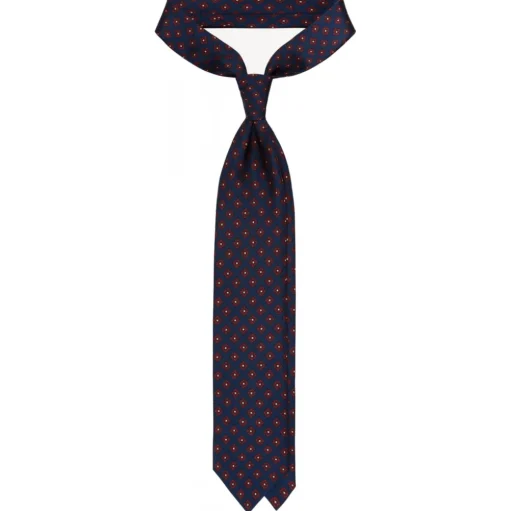Viola Milano - Floral Pattern Selftipped Silk Tie - Navy/Wine - Handmade in Italy - Luxury Exclusive Collection - Avvenice