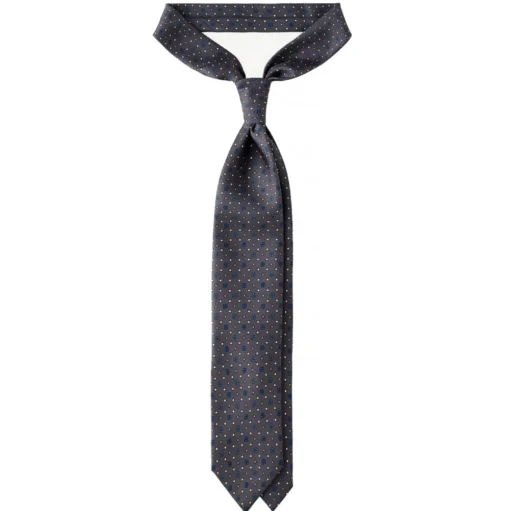 Viola Milano - Floral Pattern Handprinted Selftipped Silk Tie - Grey Mix - Handmade in Italy - Luxury Exclusive Collection - Avvenice