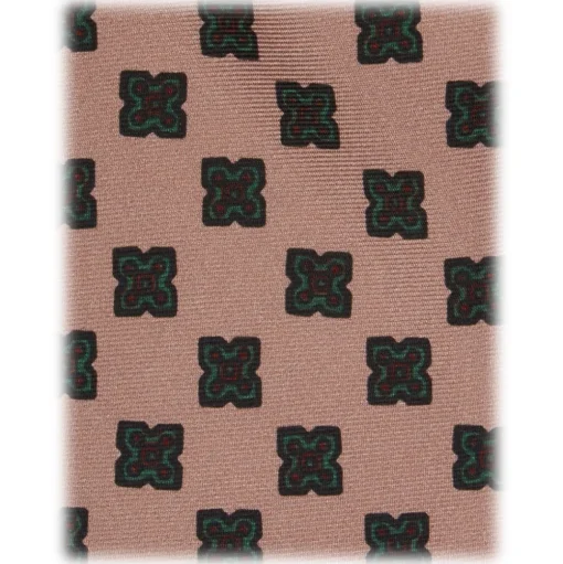 Viola Milano - Floral Pattern Selftipped Silk Tie - Sand - Handmade in Italy - Luxury Exclusive Collection - Avvenice