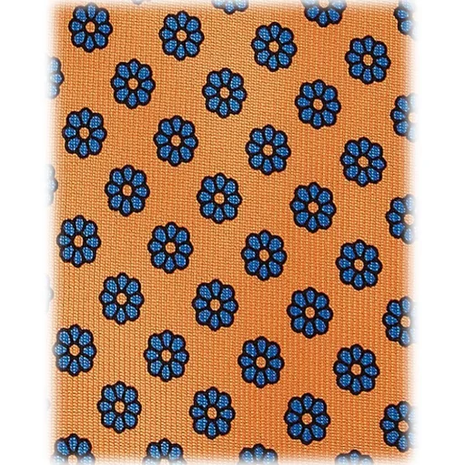 Viola Milano - Floral Pattern Selftipped Silk Tie - Orange - Handmade in Italy - Luxury Exclusive Collection - Avvenice