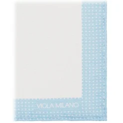 Viola Milano - Frame Polka Dot Silk Pocket Square - Light Blue - Handmade in Italy - Luxury Exclusive Collection - Avvenice