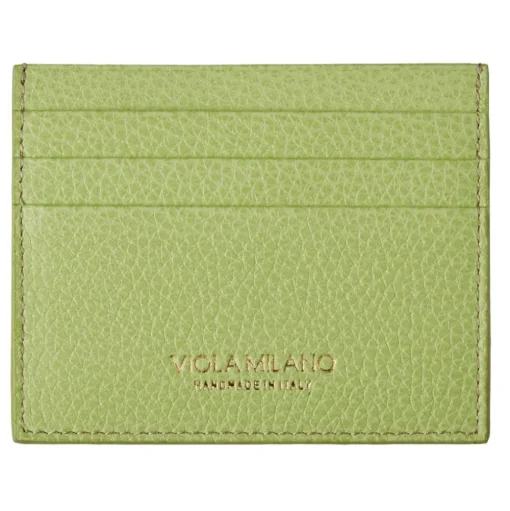 Viola Milano - Grain Leather Credit Card Holder - Lime - Handmade in Italy - Luxury Exclusive Collection - Avvenice