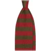 Viola Milano - Knitted Classic Stripe Silk Tie - Olive/Red - Handmade in Italy - Luxury Exclusive Collection - Avvenice