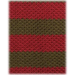 Viola Milano - Knitted Classic Stripe Silk Tie - Olive/Red - Handmade in Italy - Luxury Exclusive Collection - Avvenice