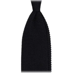 Viola Milano - Knitted Limited Label V-End Silk Tie - Navy - Handmade in Italy - Luxury Exclusive Collection - Avvenice