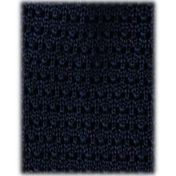 Viola Milano - Knitted Solid V-End Silk Tie - Navy - Handmade in Italy - Luxury Exclusive Collection - Avvenice