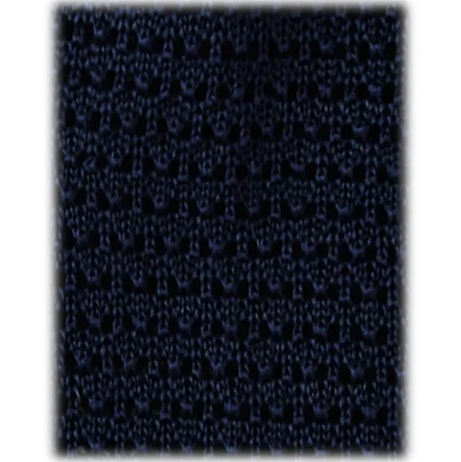 Viola Milano - Knitted Solid V-End Silk Tie - Navy - Handmade in Italy - Luxury Exclusive Collection - Avvenice