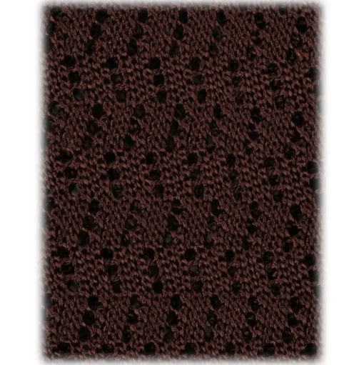 Viola Milano - Knitted Zig Zag Pattern Silk Tie - Brown - Handmade in Italy - Luxury Exclusive Collection - Avvenice
