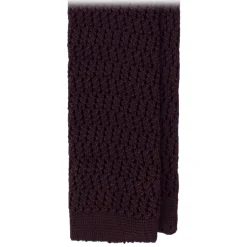 Viola Milano - Knitted Zig Zag Pattern Silk Tie - Brown - Handmade in Italy - Luxury Exclusive Collection - Avvenice