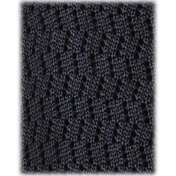 Viola Milano - Knitted Zig Zag Pattern Silk Tie - Midnight Navy - Handmade in Italy - Luxury Exclusive Collection - Avvenice