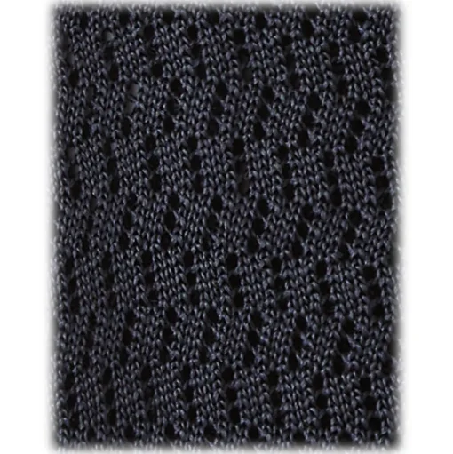 Viola Milano - Knitted Zig Zag Pattern Silk Tie - Midnight Navy - Handmade in Italy - Luxury Exclusive Collection - Avvenice