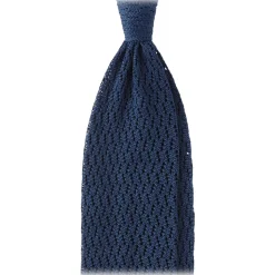 Viola Milano - Knitted Zig Zag Pattern Silk Tie - Blue - Handmade in Italy - Luxury Exclusive Collection - Avvenice