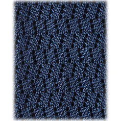 Viola Milano - Knitted Zig Zag Pattern Silk Tie - Blue - Handmade in Italy - Luxury Exclusive Collection - Avvenice