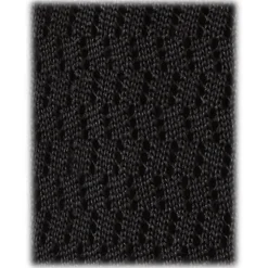 Viola Milano - Knitted Zig Zag Pattern Silk Tie - Black - Handmade in Italy - Luxury Exclusive Collection - Avvenice