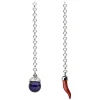 Viola Milano - Lapel Chain Sterling Silver - Lapislazzuli Ball with Coral Horn - Handmade in Italy - Luxury Exclusive Collection - Avvenice
