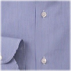 Viola Milano - Long Sleeve Shirt - Navy and White - Handmade in Italy - Luxury Exclusive Collection - Avvenice