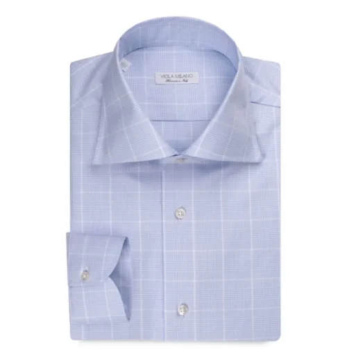 Viola Milano - Long Sleeve Shirt - Light Blue and White - Handmade in Italy - Luxury Exclusive Collection - Avvenice
