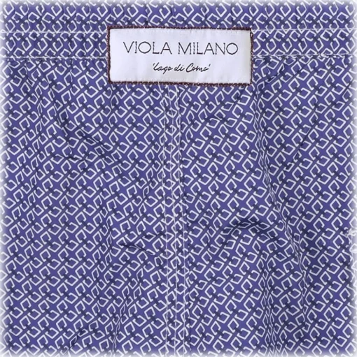 Viola Milano - Micro Cube Chain Printed Swimtrunks – Purple and White - Handmade in Italy - Luxury Exclusive Collection - Avvenice