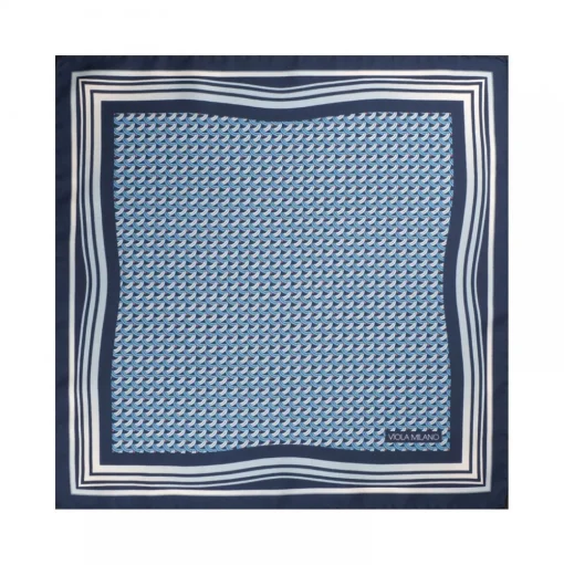 Viola Milano - Micro Wave Silk Pocket Square - Light Blue - Handmade in Italy - Luxury Exclusive Collection - Avvenice