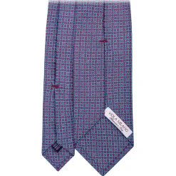 Viola Milano - Milanese Maillon Selftipped Silk Tie - Red/Sea - Handmade in Italy - Luxury Exclusive Collection - Avvenice