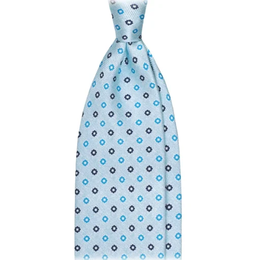 Viola Milano - Mix Floral Selftipped Silk Tie - Sea Tones - Handmade in Italy - Luxury Exclusive Collection - Avvenice