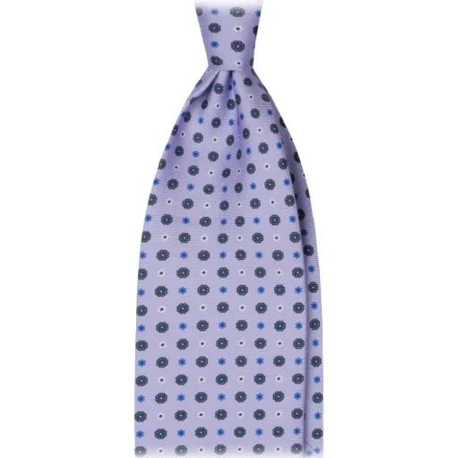 Viola Milano - Mix Floral Selftipped Italian Silk Tie - Purple Mix - Handmade in Italy - Luxury Exclusive Collection - Avvenice