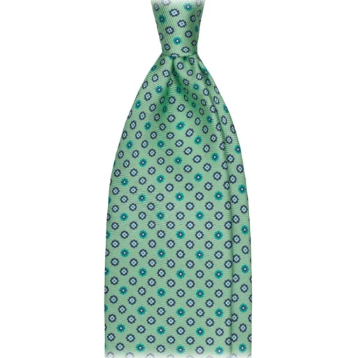 Viola Milano - Mix Floral Selftipped Silk Tie - Lime Mix - Handmade in Italy - Luxury Exclusive Collection - Avvenice