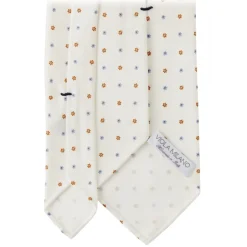 Viola Milano - Mix Floral Untipped Italian Silk Tie - Natural White - Handmade in Italy - Luxury Exclusive Collection - Avvenice