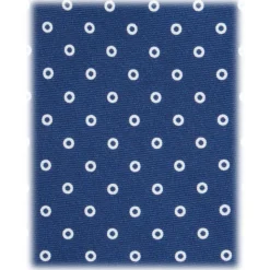 Viola Milano - Multi Circle Selftipped Silk Tie - Navy Blue - Handmade in Italy - Luxury Exclusive Collection - Avvenice