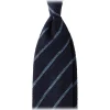 Viola Milano - Multi Stripe Woven Grenadine/Shantung Tie - Navy/Sea - Handmade in Italy - Luxury Exclusive Collection - Avvenice