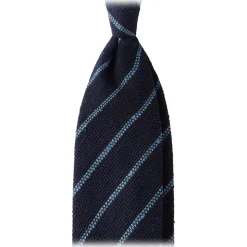 Viola Milano - Multi Stripe Woven Grenadine/Shantung Tie - Navy/Sea - Handmade in Italy - Luxury Exclusive Collection - Avvenice