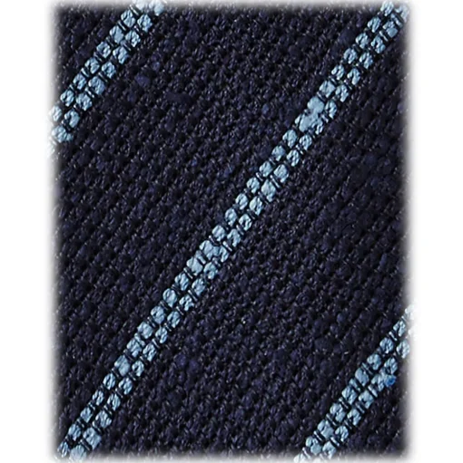 Viola Milano - Multi Stripe Woven Grenadine/Shantung Tie - Navy/Sea - Handmade in Italy - Luxury Exclusive Collection - Avvenice