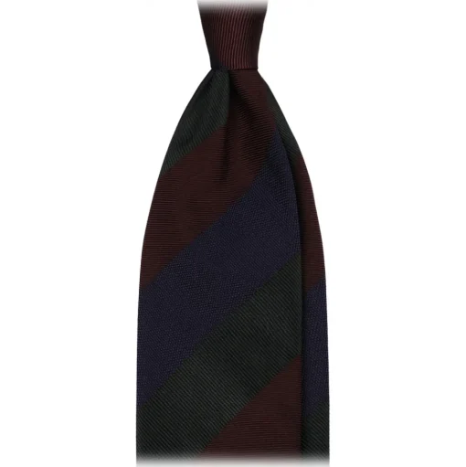 Viola Milano - Multi Stripe Handrolled Woven Silk Tie - Navy/Green Mix - Handmade in Italy - Luxury Exclusive Collection - Avvenice