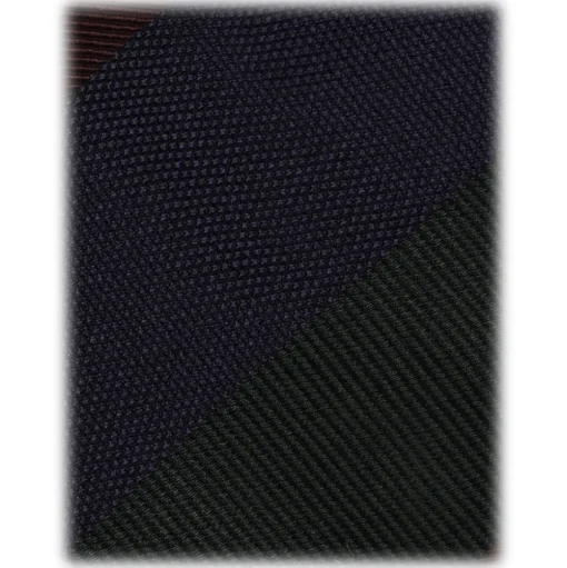 Viola Milano - Multi Stripe Handrolled Woven Silk Tie - Navy/Green Mix - Handmade in Italy - Luxury Exclusive Collection - Avvenice