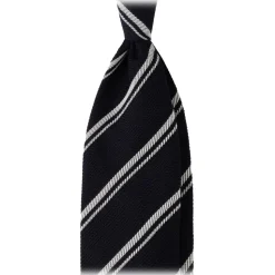 Viola Milano - Multi Stripe 3-Fold Grenadine Tie - Navy/White - Handmade in Italy - Luxury Exclusive Collection - Avvenice