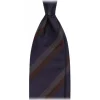 Viola Milano - Multi Stripe Handrolled Woven Silk Tie - Navy/Brown Mix - Handmade in Italy - Luxury Exclusive Collection - Avvenice