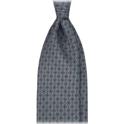 Viola Milano - Mystix Floral Selftipped Italian Silk Tie - Grey - Handmade in Italy - Luxury Exclusive Collection - Avvenice