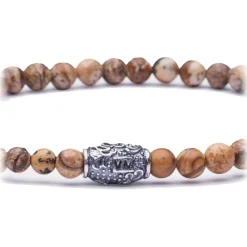 Viola Milano - Natural 4 mm Gemstone Bracelet - Fossil Wood - Handmade in Italy - Luxury Exclusive Collection - Avvenice