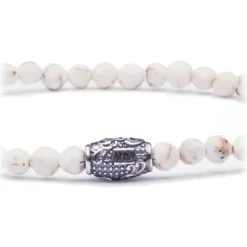 Viola Milano - Natural 4 mm Gemstone Bracelet - White Turquoise - Handmade in Italy - Luxury Exclusive Collection - Avvenice