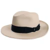 Viola Milano - Natural Panama Hat Italia with Contrasting Gross Grain - Navy - Handmade in Italy - Luxury Exclusive Collection - Avvenice