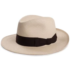 Viola Milano - Natural Panama Hat Italia with Contrasting Gross Grain - Brown - Handmade in Italy - Luxury Exclusive Collection - Avvenice
