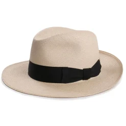 Viola Milano - Natural Panama Hat Italia - Black/White - Handmade in Italy - Luxury Exclusive Collection - Avvenice