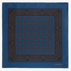 Viola Milano - Paisley Archive Printed Silk Pocket Square - Blue - Handmade in Italy - Luxury Exclusive Collection - Avvenice