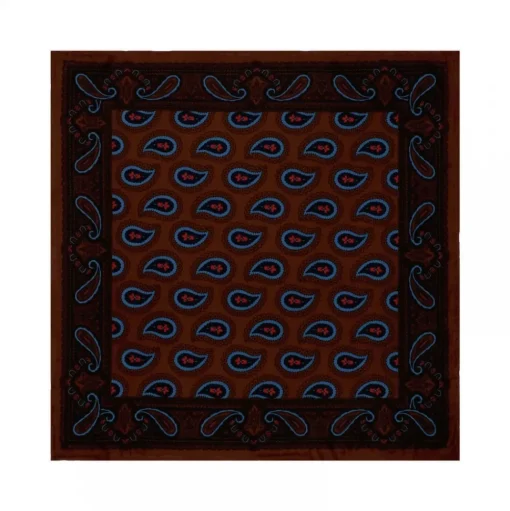 Viola Milano - Paisley Pattern Silk Pocket Square - Brown Mix - Handmade in Italy - Luxury Exclusive Collection - Avvenice